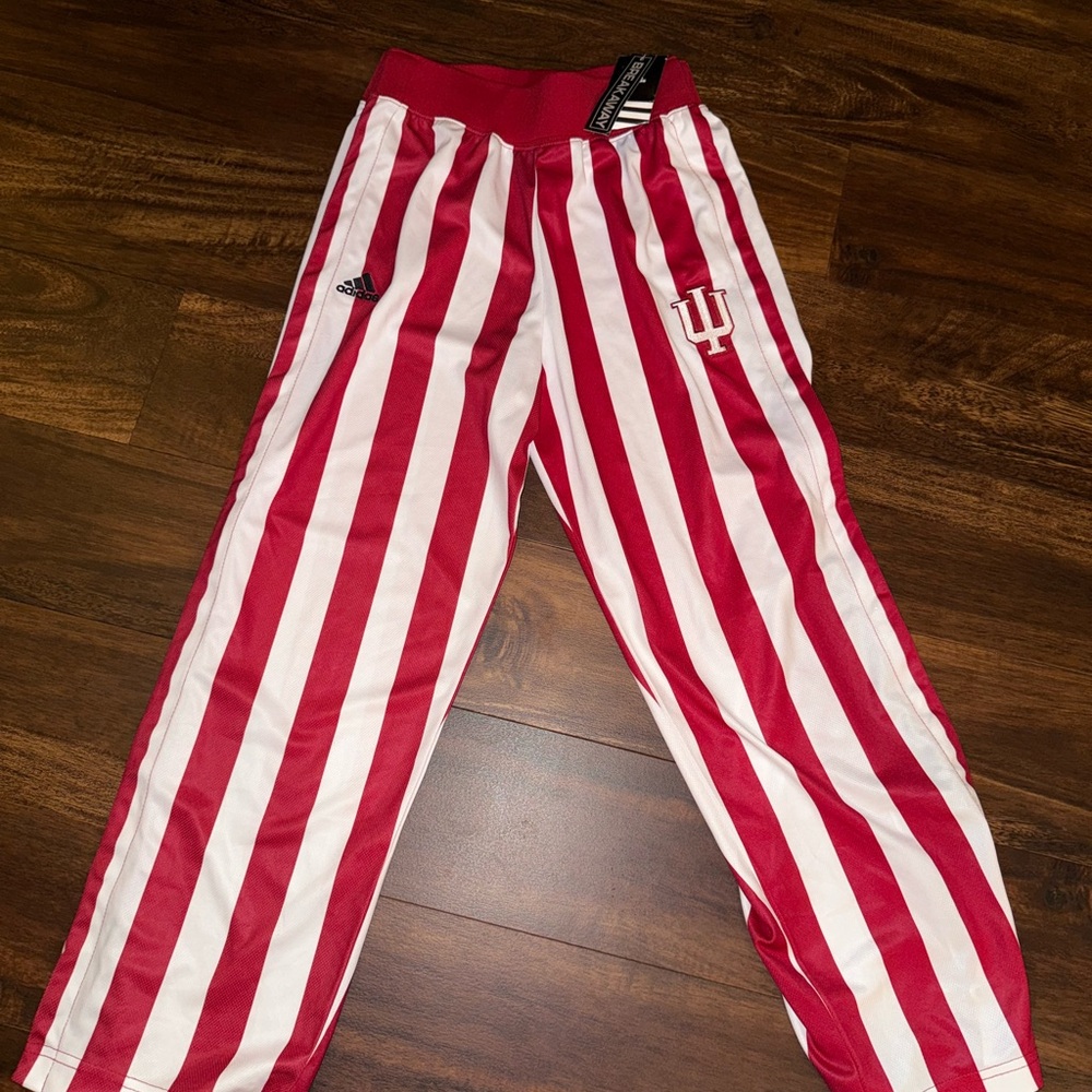 Adidas Red and White Striped Joggers